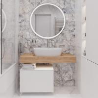 Мебель для ванной STWORKI Ольборг 100 столешница дуб французский, без отверстий, с тумбой 50, с раковиной Vitra Shift в #REGION_NAME_DECLINE_PP#