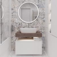 Мебель для ванной STWORKI Ольборг 80 столешница дуб карпентер, без отверстий, с тумбой 80, с раковиной Vitra Shift в #REGION_NAME_DECLINE_PP#