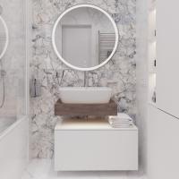 Мебель для ванной STWORKI Ольборг 60 столешница дуб карпентер, без отверстий, с тумбой 80, с раковиной Vitra Shift в #REGION_NAME_DECLINE_PP#