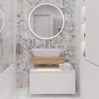 Мебель для ванной STWORKI Ольборг 60 столешница дуб французский, без отверстий, с тумбой 80, с раковиной Vitra Shift в #REGION_NAME_DECLINE_PP#
