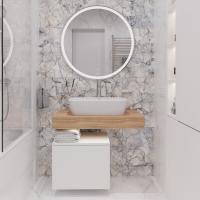 Мебель для ванной STWORKI Ольборг 80 столешница дуб французский, без отверстий, с тумбой 50, с раковиной Vitra Shift в #REGION_NAME_DECLINE_PP#