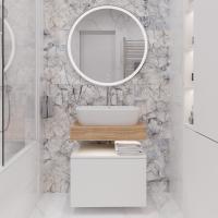 Мебель для ванной STWORKI Ольборг 60 столешница дуб французский, без отверстий, с тумбой 60, с раковиной Vitra Shift в #REGION_NAME_DECLINE_PP#
