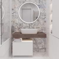 Мебель для ванной STWORKI Ольборг 100 столешница дуб карпентер, без отверстий, с тумбой 50, с раковиной Vitra Shift в #REGION_NAME_DECLINE_PP#