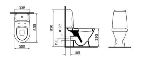 GRAND-1 без бидетки: напольный унитаз, бачок , механизм смывыва 3/6 л, сиденье стандарт с металличес Vitra в Белореченске